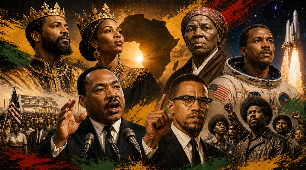 Black history month books. Image generated by AI