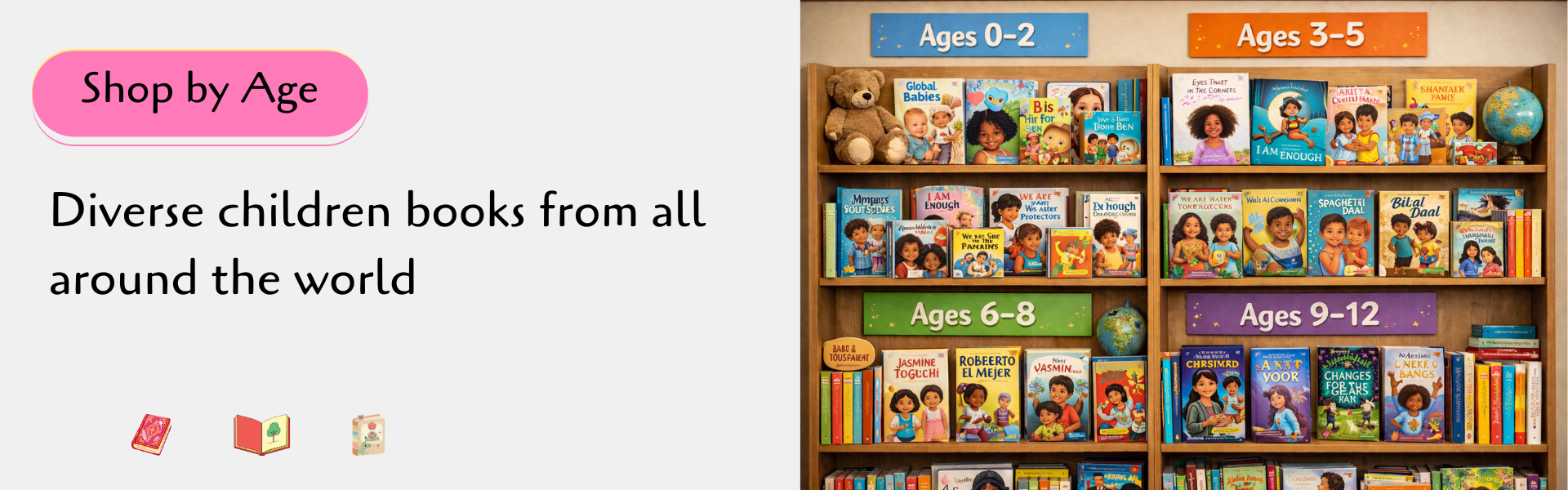 Shop by Age Banner. Image generated by AI